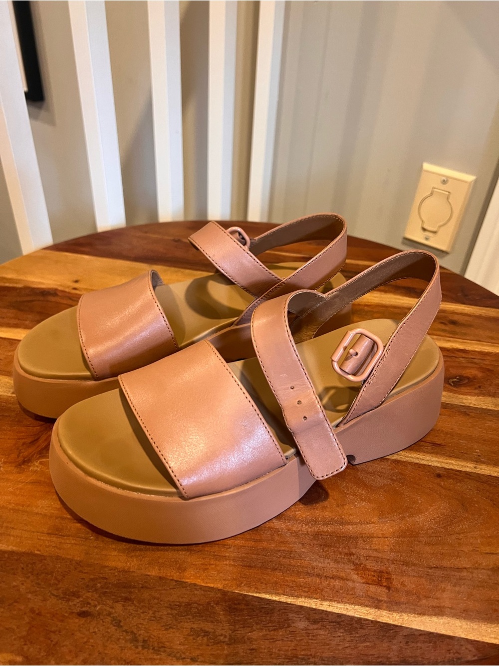 Camper Women's Platform Slingback Sandals in tan